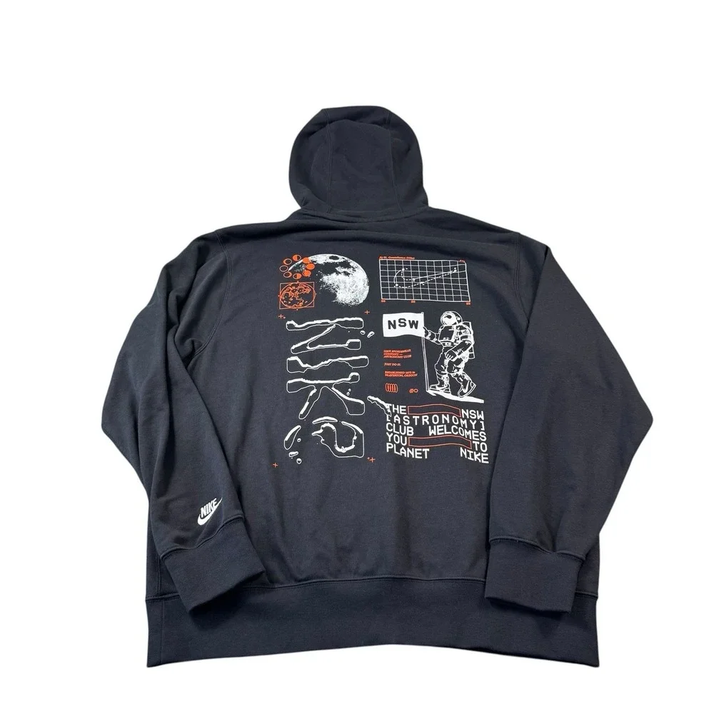 Nike NSW Club Pullover Astronomy Club Hoodie Black Men's Size L HQ8594-010‎